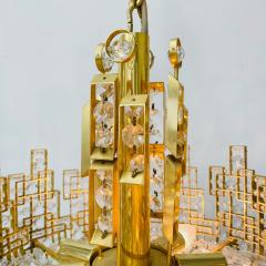 Italian Mid Century Modern Chandelier Pendant Brass City by Gaetano Sciolari - 3080724