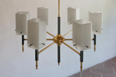 Italian Mid Century Modern Chandelier Six Lights Coated Glass 1950s - 2601975