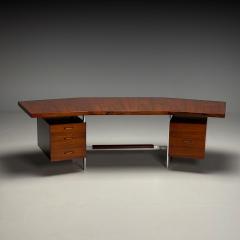 Italian Mid Century Modern Demilune Writing Desk Rosewood Steel Italy 1950s - 3911910