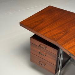 Italian Mid Century Modern Demilune Writing Desk Rosewood Steel Italy 1950s - 3911914