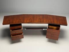 Italian Mid Century Modern Demilune Writing Desk Rosewood Steel Italy 1950s - 3911915