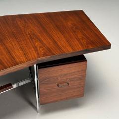 Italian Mid Century Modern Demilune Writing Desk Rosewood Steel Italy 1950s - 3911916