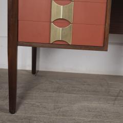 Italian Mid Century Modern Desk with Brass Handles - 3264347