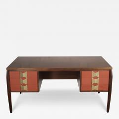 Italian Mid Century Modern Desk with Brass Handles - 3272628