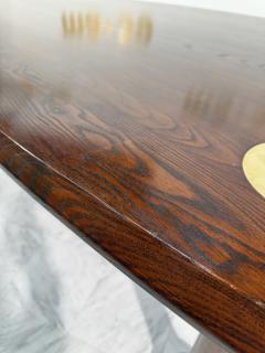 Italian Mid Century Modern Dining Table in Stained Ash with Brass Inlays - 4300526