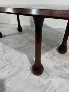 Italian Mid Century Modern Dining Table in Stained Ash with Brass Inlays - 4300527