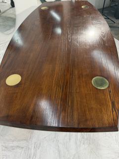 Italian Mid Century Modern Dining Table in Stained Ash with Brass Inlays - 4300530
