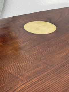 Italian Mid Century Modern Dining Table in Stained Ash with Brass Inlays - 4300531