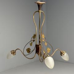 Italian Mid Century Modern Floral Chandelier Brass Copper Italy 1920s - 3849545