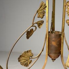 Italian Mid Century Modern Floral Chandelier Brass Copper Italy 1920s - 3849549
