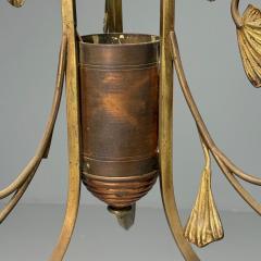 Italian Mid Century Modern Floral Chandelier Brass Copper Italy 1920s - 3849552