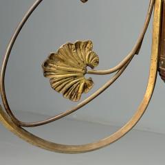 Italian Mid Century Modern Floral Chandelier Brass Copper Italy 1920s - 3849553