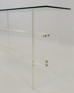 Italian Mid Century Modern Lucite Pedestal Glass Shallow Console Table - 3369778