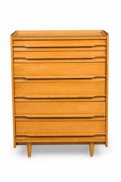 Italian Mid Century Modern Maple 6 Drawer Highboy Chest - 4161641
