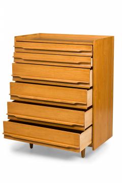 Italian Mid Century Modern Maple 6 Drawer Highboy Chest - 4161645