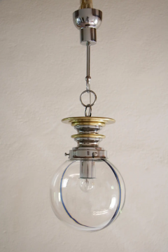 Italian Mid Century Modern Murano Ball Glass Pendant Lamp Blue Wire 1970s - 2601309