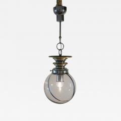 Italian Mid Century Modern Murano Ball Glass Pendant Lamp Blue Wire 1970s - 2613012
