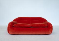 Italian Mid Century Modern Orange Velvet Sofa - 3082196