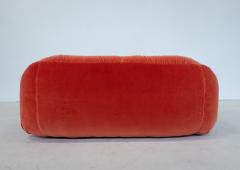 Italian Mid Century Modern Orange Velvet Sofa - 3082197