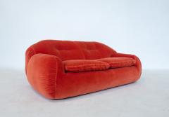 Italian Mid Century Modern Orange Velvet Sofa - 3082201