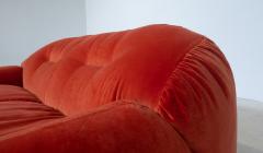 Italian Mid Century Modern Orange Velvet Sofa - 3082202