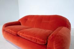 Italian Mid Century Modern Orange Velvet Sofa - 3082204