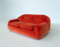 Italian Mid Century Modern Orange Velvet Sofa - 3082205