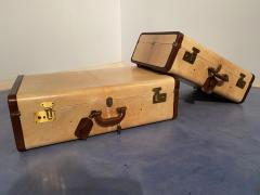 Italian Mid Century Modern Parchment Paper Luggages or Suitcases Set of Two 1960 - 2855909