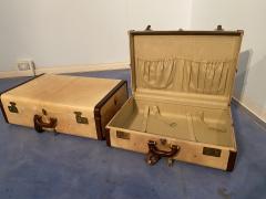 Italian Mid Century Modern Parchment Paper Luggages or Suitcases Set of Two 1960 - 2855914