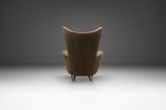 Italian Mid Century Modern Peaked Wingback Armchair Italy ca 1950s - 4295126