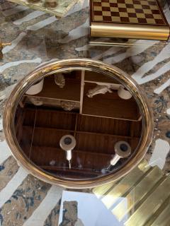 Italian Mid Century Modern Round Smoked Glass and Brass Serving Tray 1970s - 4713401