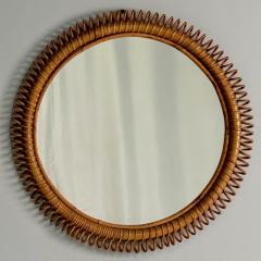 Italian Mid Century Modern Small Wall Mirror Rattan Bamboo Italy 1960s - 3830985