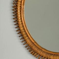 Italian Mid Century Modern Small Wall Mirror Rattan Bamboo Italy 1960s - 3830987