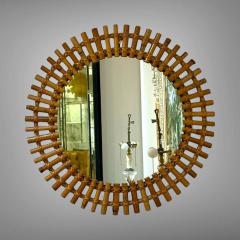 Italian Mid Century Modern Small Wall Mirror Rattan Bamboo Italy 1960s - 3945198