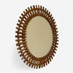 Italian Mid Century Modern Small Wall Mirror Rattan Bamboo Italy 1960s - 3945199