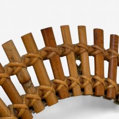 Italian Mid Century Modern Small Wall Mirror Rattan Bamboo Italy 1960s - 3945201