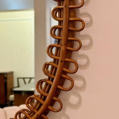 Italian Mid Century Modern Small Wall Mirror Rattan Mirror Italy 1960s - 3866312