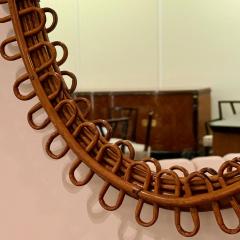 Italian Mid Century Modern Small Wall Mirror Rattan Mirror Italy 1960s - 3866313