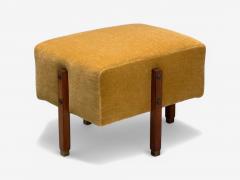 Italian Mid Century Modern Stained Wood Camel Mohair Ottomans Italy 1960s - 4114688