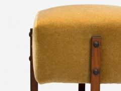 Italian Mid Century Modern Stained Wood Camel Mohair Ottomans Italy 1960s - 4114689