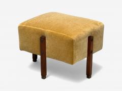 Italian Mid Century Modern Stained Wood Camel Mohair Ottomans Italy 1960s - 4114690