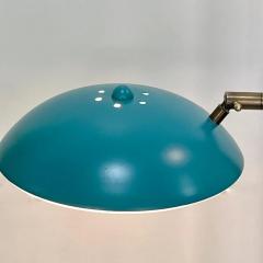 Italian Mid Century Modern Style Sea Blue Lacquer Adjustable Bronzed Floor Lamp - 3833357