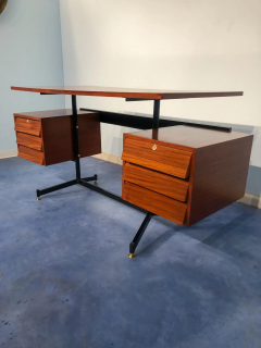 Italian Mid Century Modern Teak Desk with Chair 1950s - 2600097