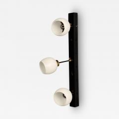 Italian Mid Century Modern Three Light Wall Sconce Painted Metal Glass 1950s - 3855809