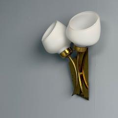 Italian Mid Century Modern Tulip Form Wall Sconces Patinated Brass 1950s - 3849452