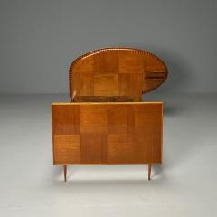 Italian Mid Century Modern Twin Bed with Shelf Marquetry Italy 1950s - 3857230