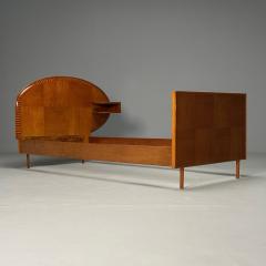 Italian Mid Century Modern Twin Bed with Shelf Marquetry Italy 1950s - 3857231