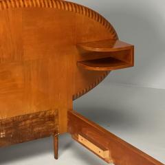 Italian Mid Century Modern Twin Bed with Shelf Marquetry Italy 1950s - 3857235