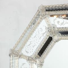 Italian Mid Century Modern Venetian Braided Mirror with Murano Glass Appliqu s - 1648790