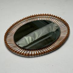 Italian Mid Century Modern Wall Mirror Bamboo Cane Rattan Italy 1960s - 3857284